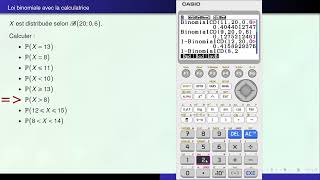 Probabilités avec loi binomiale Casio [upl. by Eeimaj332]