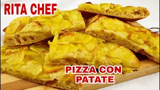 PIZZA IN TEGLIA CON PATATE🍕RITA CHEF  Leggera e digeribile con 3 gr di lievito [upl. by Airekahs963]