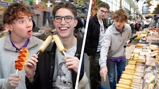 British Uni Students try Everything at a Korean Market [upl. by Werby135]