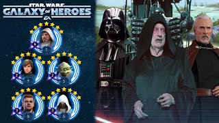 Star Wars Galaxy of Heroes Jedi Master LukeJedi Knight Cal Datacron Vs Sith Eternal Emperor [upl. by Elyrpa]