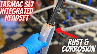 DRIPPING RUST REPLACING TARMAC SL7 INTEGRATED HEADSET BEARINGS HOW TO CHANGE INTEGRATED [upl. by Hsakaa210]