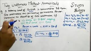 Two Wattmeter Method  Numericals [upl. by Nossah]