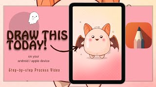 Digital Art on Android for FREE Sketchbook App Tutorial Cute Halloween Bat For Beginners [upl. by Derfnam]