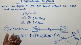 Organometallic compounds bsc 3rd yr  definition examples amp exceptions [upl. by Sixla986]