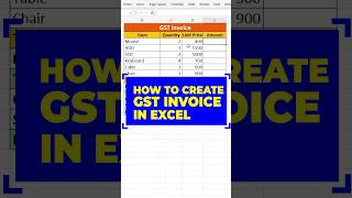 Create GST Invoice In Excel 🔥  GST Invoice ki kore korbo😎 excelshorts exceltricks exceltips [upl. by Sadinoel]