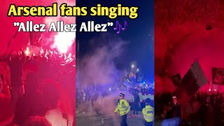 Arsenal fans singing Allez Allez 🎶 Arsenal vs West Ham 31 [upl. by Wilmott]