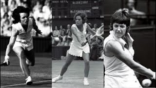 Margaret Court C Evert Evonne Goolagong and BillieJean King warmingup at Wimbledon Centre Court [upl. by Frentz]