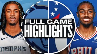 GRIZZLIES at 76ERS  FULL GAME HIGHLIGHTS  November 2 2024 [upl. by Peale]