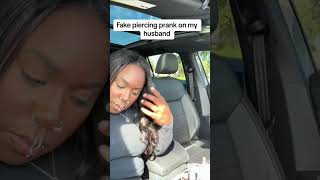 Fake piercing prank on my husband to get his reaction prank myarea comedy funny hahaha scary [upl. by Addie]