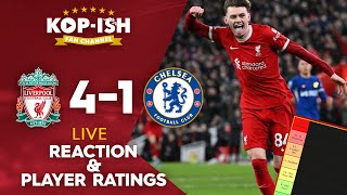 REDS SMASH BLUES  LIVERPOOL 41 CHELSEA  LIVE MATCH REACTION amp PLAYER RATINGS [upl. by Childs]