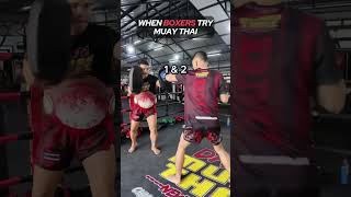 Boxer’s first Muay Thai class muaythai muaythaithailand [upl. by Sherwin]