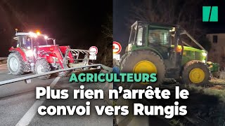 Le convoi d’agriculteurs Agen  Rungis contourne le barrage policier et repart [upl. by Geminius]