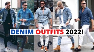 Denim Shirt Outfit Ideas Men 2023  How to Style a Denim Shirt   Mens Fashion  Alpha Contents [upl. by Nahtanoy823]