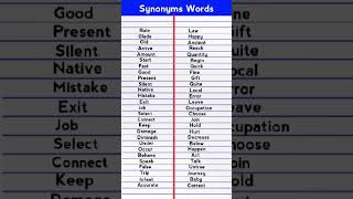 Synonyms words  List of synonyms words  synonyms [upl. by Shepard]