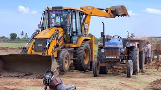 JCB 3dx Eco and  New Swaraj  Miti Loading Mud New Holland JCB [upl. by Nerej836]