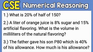 Numerical Reasoning for Civil Service Exam PERCENTAGE [upl. by Rebekkah]