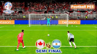 Argentina Vs Canada  Semi Final Copa America 2024  Penalty Shootout  Realistic PES Gameplay [upl. by Sou]