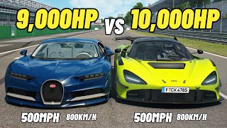 10000HP McLaren 720 GTR VS 9000HP Bugatti Chiron DRAG RACE 2023 [upl. by Chapen]