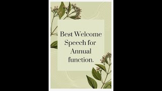 Welcome Speech in English  How to write welcome speech in English  Inauguration speech example [upl. by Merp912]