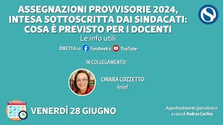 Assegnazioni provvisorie 2024 INTESA sottoscritta dai sindacati cosa è previsto per i docenti [upl. by Ycniuq]