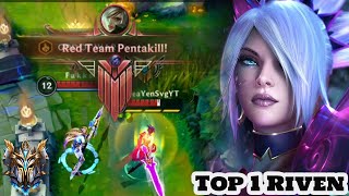 Wild Rift Riven  Top 1 Riven pentakill Gameplay Rank Season 14 [upl. by Elocen]