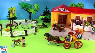 Playmobil Horse Paddock and Wagon Playset Build and Play Fun Toys For Kids [upl. by Kristina]