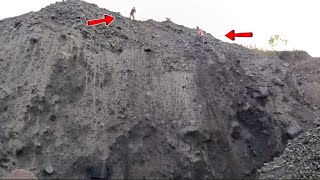 Lowering Coral Rocks from the Top of a Hill with Very Steep Cliffsclimbing clips mountains rock [upl. by Nurav]