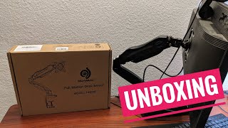 Monitorhalterung für unter 30 EUR Huanuo Gasdruckfeder Halterung Amazons Bestseller Unboxing [upl. by Fortune]