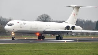 4K UNIQUE Rada airlines Ilyushin IL62 landing at Maastricht airport Incredible sound [upl. by Cerf932]