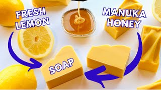 🍋 Lemon Honey Soap Making  DIY Natural Cold Process Homemade Soap Recipe [upl. by Minier]