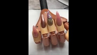 Beginner Acrylic Nail  Fall Inspired Full Set Nail Art and Pricing [upl. by Roch]