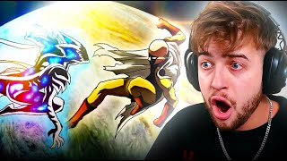 Reacting to SAITAMA vs COSMIC GAROU Full Fight Animation [upl. by Bergin]