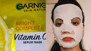 Garnier vitamin c sheet mask reviewHow to apply sheet maskgarnier bright complete vitamin c mask [upl. by Attinahs]