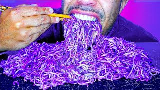 ASMR PURPLE NOODLES CHALLENGE  NO TALKING EATING BIG BITES SLURPING MOUTH SOUNDS [upl. by Leanne]