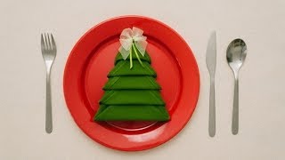 🎄 Christmas Tree Napkin Folding Tutorial  HOW TO  Handimania DIY [upl. by Odin776]