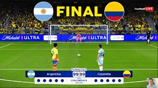 ARGENTINA vs COLOMBIA  Penales  Final Copa América 2024  Messi contra Diaz  Jugabilidad PES [upl. by Enyalb]