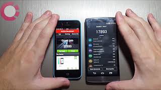 iPhone 5c vs LG G3 Beat  DUELO ANTUTU BENCHMARK 🚀 [upl. by Anelyak609]