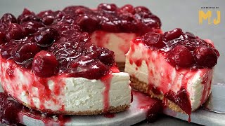 LA TARTA DE QUESO SIN HORNO DEFINITIVA  Con mermelada casera de cerezas [upl. by Anastassia]