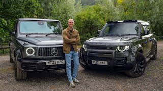 Mercedes GWagon vs Land Rover Defender V8 [upl. by Eesdnil260]