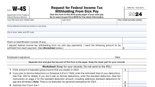 IRS Form W4S walkthrough Request for Federal Income Tax Withholding from Sick Pay [upl. by Aleil]