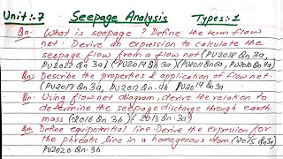 Unit7  Seepage Analysis  Types1  Theory  BE Civil  Prashant Yt  TUPUKUPoU Soil Mechanics [upl. by Alatea]