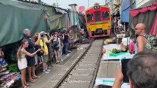 Maeklong Railway Market in Bangkok Thailand [upl. by Korry731]