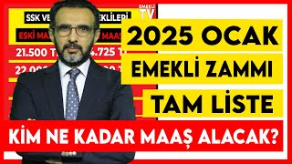 Emekli zammı Ocak 2025 tam liste SSK Bağkur Memur emeklisi Dul Yeti maaşı ne kadar olacak [upl. by Airdnek919]