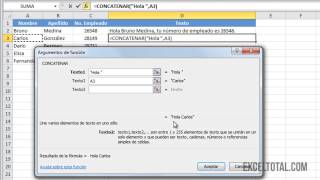 Función CONCATENAR en Excel [upl. by Lyndell]