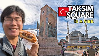 Taksim Square Istanbul FIRST IMPRESSIONS Famous STREET FOOD Wet Burger in Turkey [upl. by Innor]