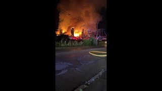 Fire burns at Woonsocket mill fire [upl. by Edlitam]