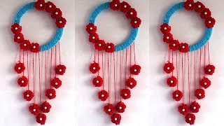 DIY Woolen Flower Wall Hanging Idea  DIY ROOM DECOR Creative Usefull amp Home Decorative Idea [upl. by Karab162]