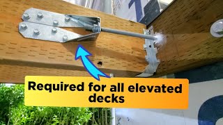 Deck lateral support deck tension ties install DTT2Z  floor joist perpendicular to deck joist [upl. by Ecinnaj]