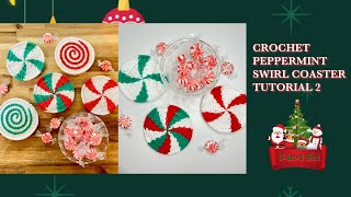 How To Crochet a Peppermint Swirl Coaster Set 22  Beginner Friendly Crochet Coaster Tutorial 🍬 [upl. by Burra]