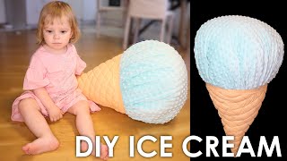 DIY Ice cream pillow How to sew a funny pillowlike natural Ice Cream XXL size Handmade tutorial [upl. by Nawak]